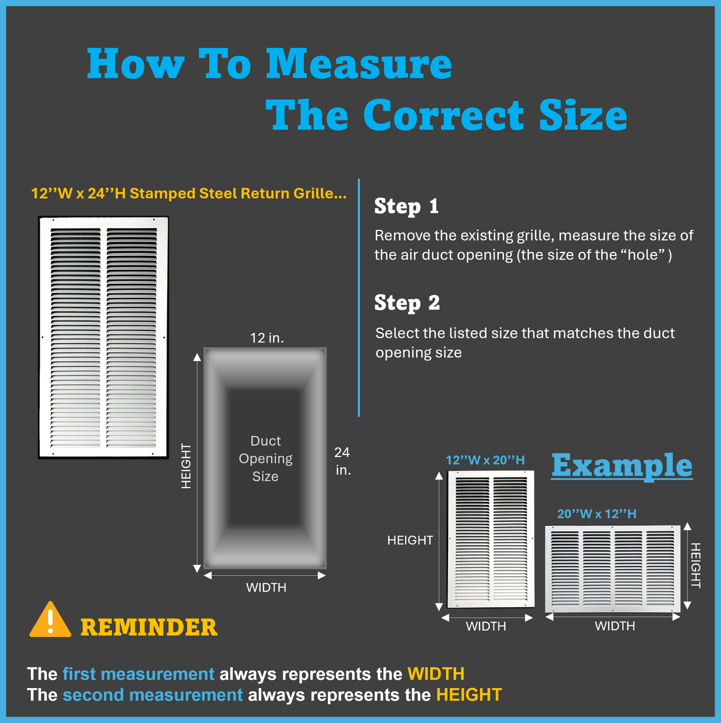 12"x24" Stamped Face Steel Return Grille Vent Cover White Powder Coating Without Frame Outside Dimension 13.75"x25.75"