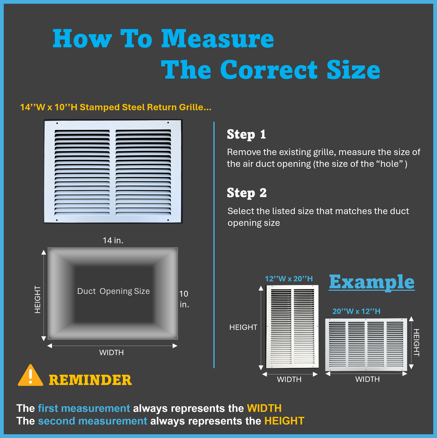 14"x10" Stamped Face Steel Return Grille Vent Cover White Poweder Coating Without Frame Outside Dimension 15.75"x11.75"