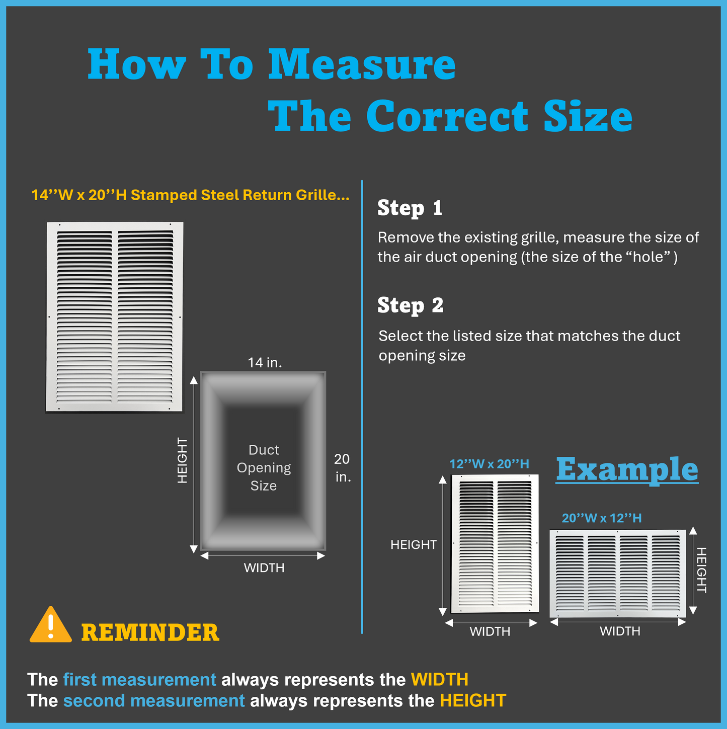 Fits 14x20 Duct Opening Stamped Steel Return Air Grille Vent Cover Grille for Sidewall and Ceiling in White Surface Dimensions: 15.75"W X 21.75"H (14" W x 20" H Duct Opening)