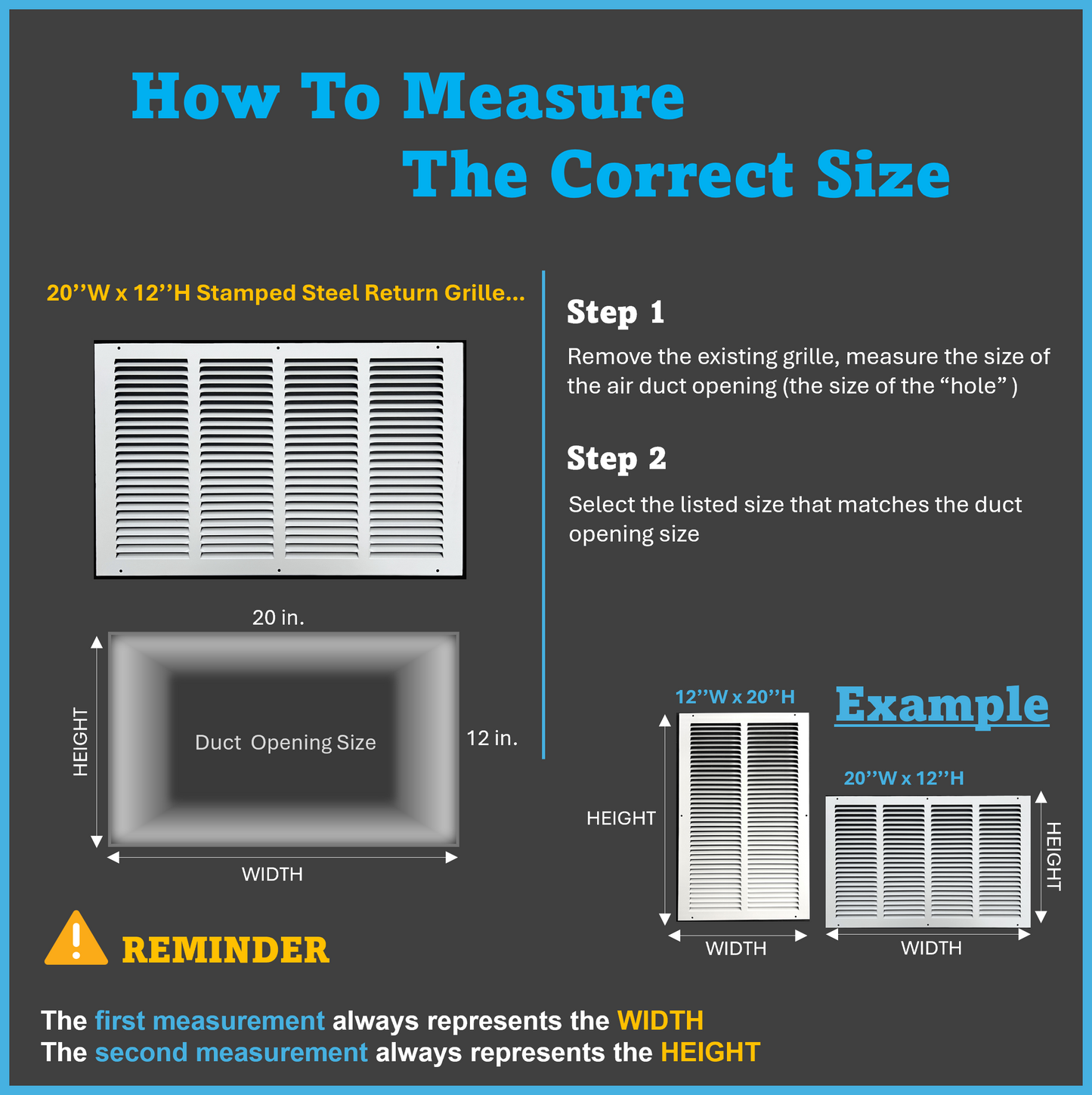 Fits 20x12 Duct Opening Stamped Steel Return Air Grille Vent Cover Grille for Sidewall and Ceiling in White Surface Dimensions: 21.75"W X 13.75"H (20" W x 12" H Duct Opening)