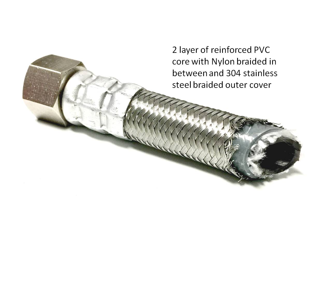Shark Industrial Premium Stainless Steel Dishwasher Hose - 10 FT No-Lead Burst Proof Water Supply Line 3/8" comp x 3/8" comp with attached 90 degree 3/8" comp x 3/8" MIP elbow - 10 year warranty