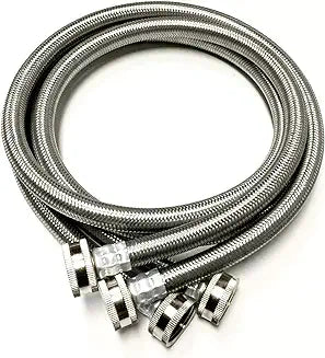 2-Pack Commercial Grade Premium Stainless Steel Washer Hoses 1/2" ID - 4 FT