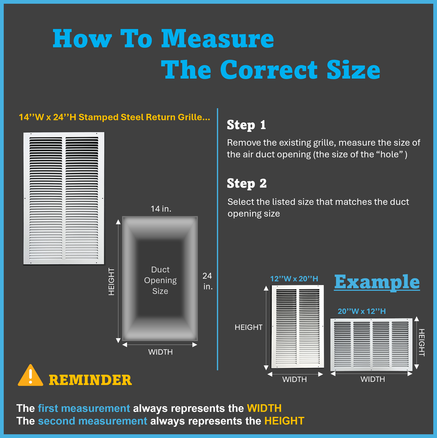 Fits 14x24 Duct Opening Stamped Steel Return Air Grille Vent Cover Grille for Sidewall and Ceiling in White Surface Dimensions: 15.75"W X 25.75"H (14" W x 24" H Duct Opening)
