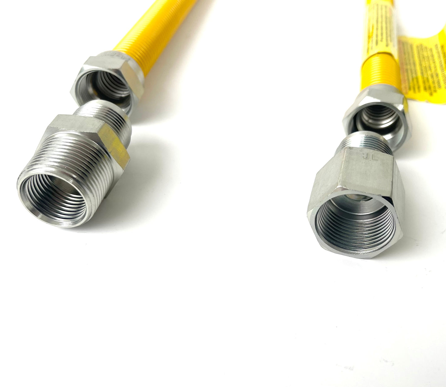 3/8” OD Stainless Steel Corrugated Gas Connector – Yellow Epoxy Coated Flexible Gas Supply Line with 1/2" MIP x 1/2" FIP Fittings for Appliances, Water Heaters, Boilers, Fryers & Stoves (6 lengths)