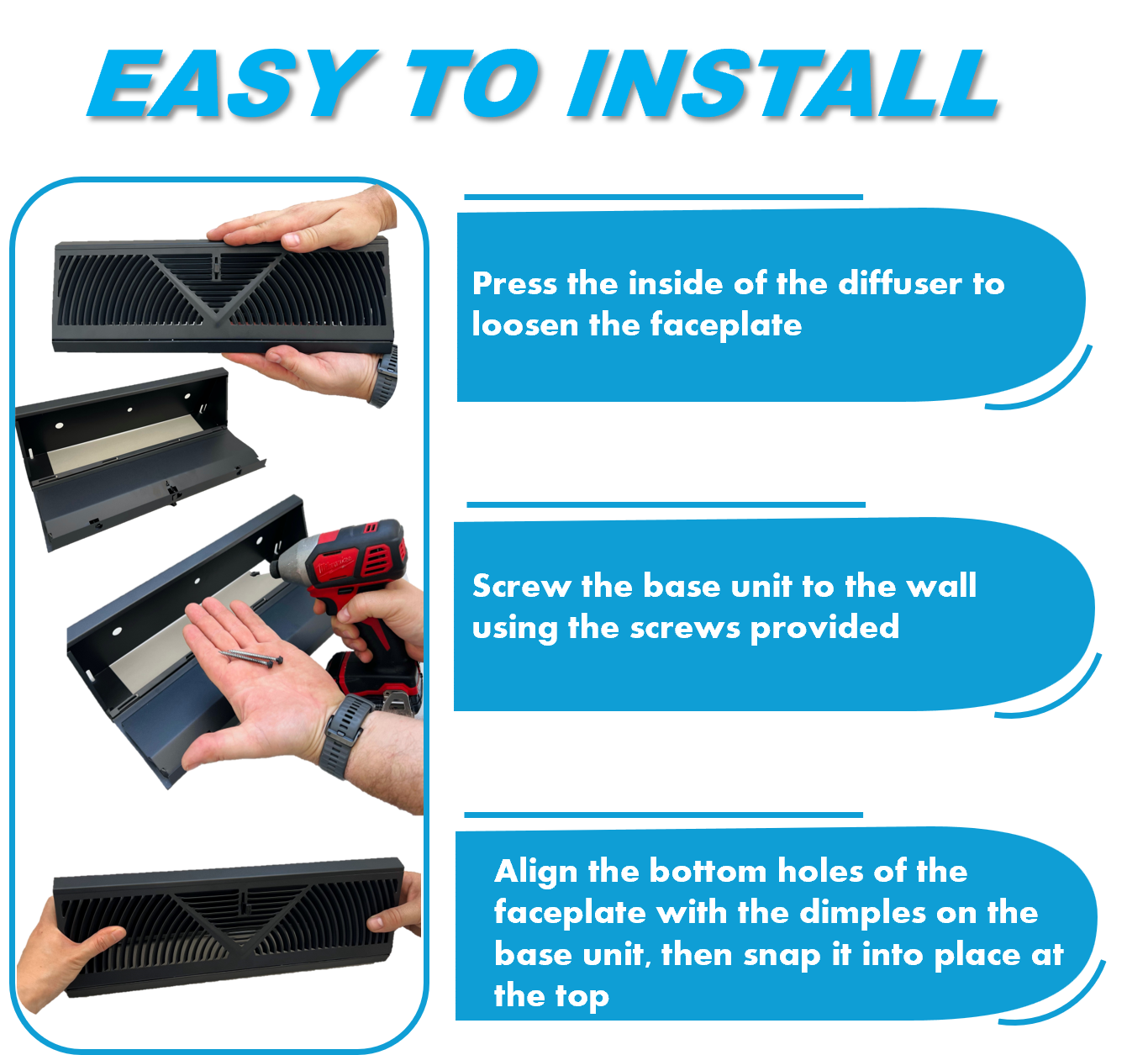 Fits 15" Floor Corner Baseboard Register 15" External Length Register Vent Cover Grille Adjustable Lever for Air Flow Control with Matte Black Powder Coating