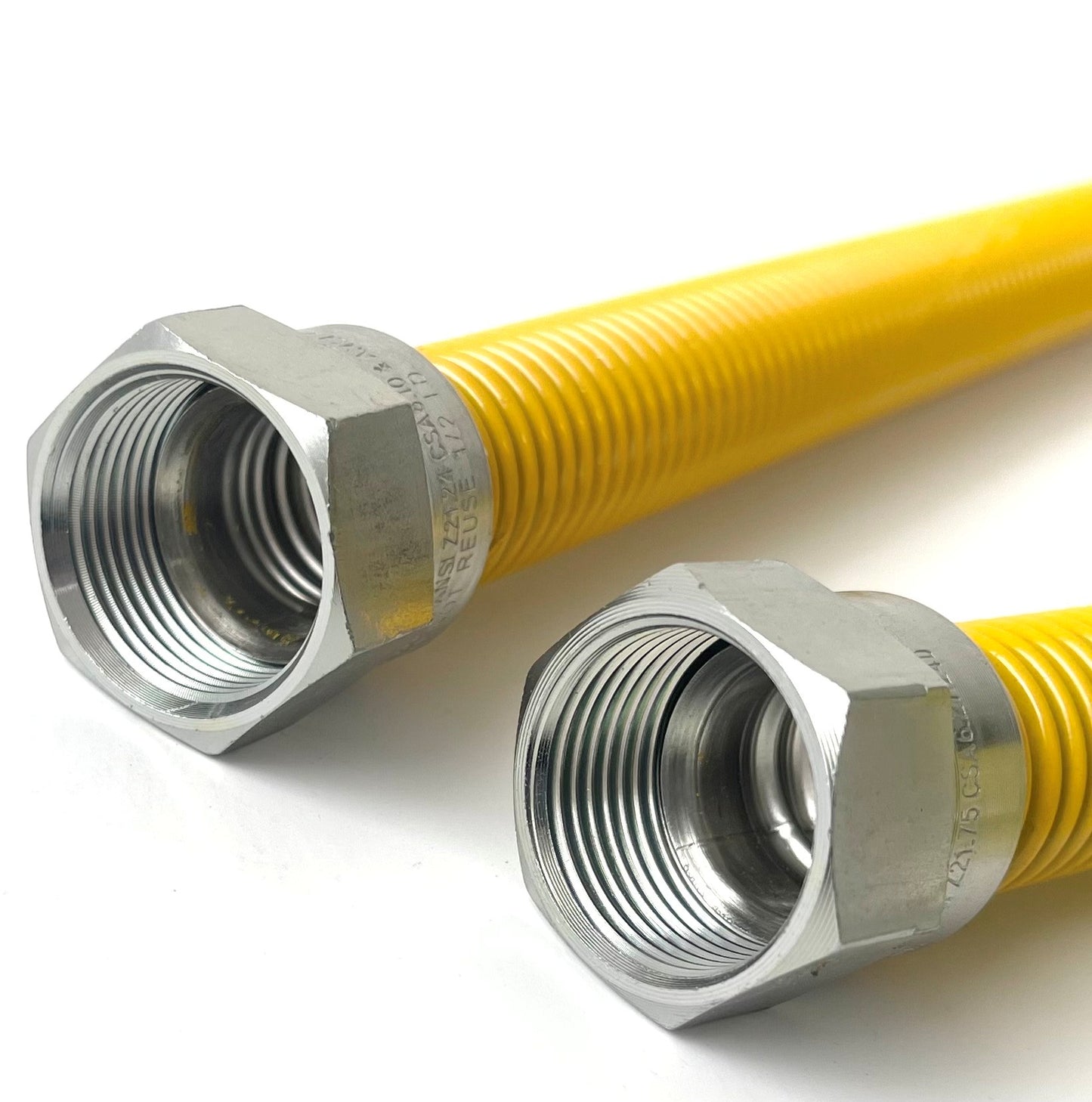 5/8” OD Stainless Steel Corrugated Gas Connector – Yellow Epoxy Coated Flexible Gas Supply Line with 3/4" MIP x 3/4" FIP Fittings for Appliances, Water Heaters, Boilers, Fryers & Stoves( 5 lengths)