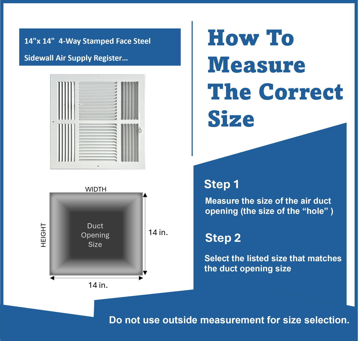 14"x 14" (Duct Opening Size) 4-Way Stamped Face Steel Ceiling/sidewall Air Supply Register - Vent Cover - Actual Outside Dimension 15.75" X 15.75"