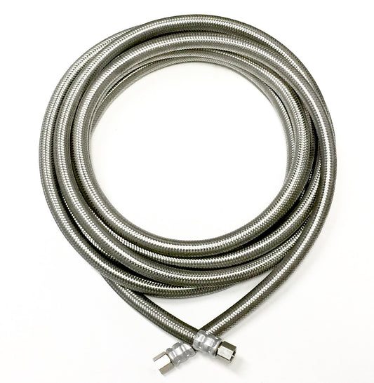 Shark Industrial 15FT (180 inch) Stainless Steel Braided Ice Maker Hose with 1/4" Compression by 1/4" Compression Connection