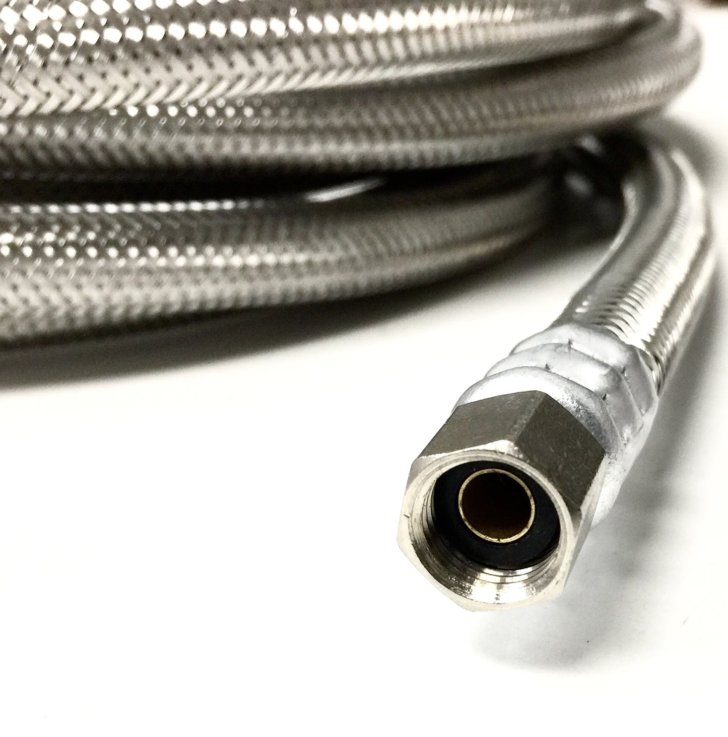 10 FT Stainless Steel Braided Ice Maker Hose with 1/4" Comp by 1/4" Comp Connection