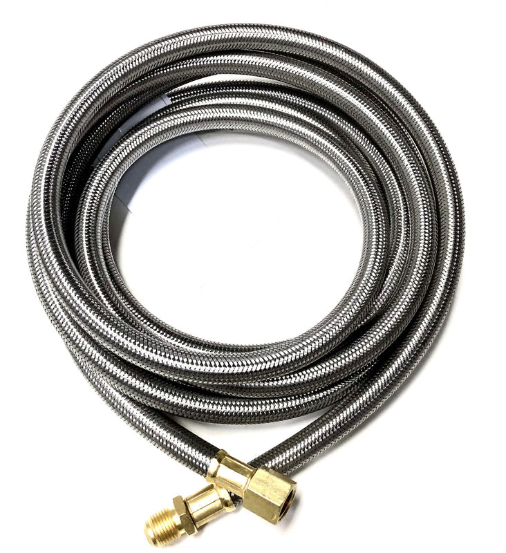 Shark Industrial 25 FT Stainless Steel Braided Ice Maker Hose with 1/4" Comp by 1/4" Comp Connection