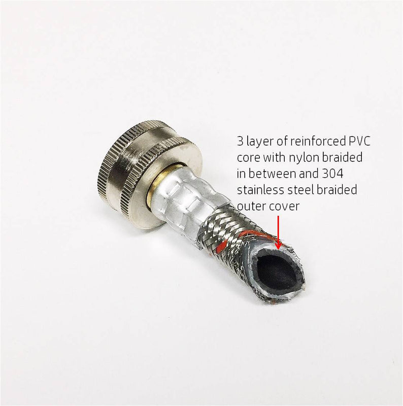 2-Pack Premium Stainless Steel Washing Machine Hoses - 6 FT No-Lead Burst Proof Water Inlet Supply Lines - Universal Connection - 10 Year Warranty