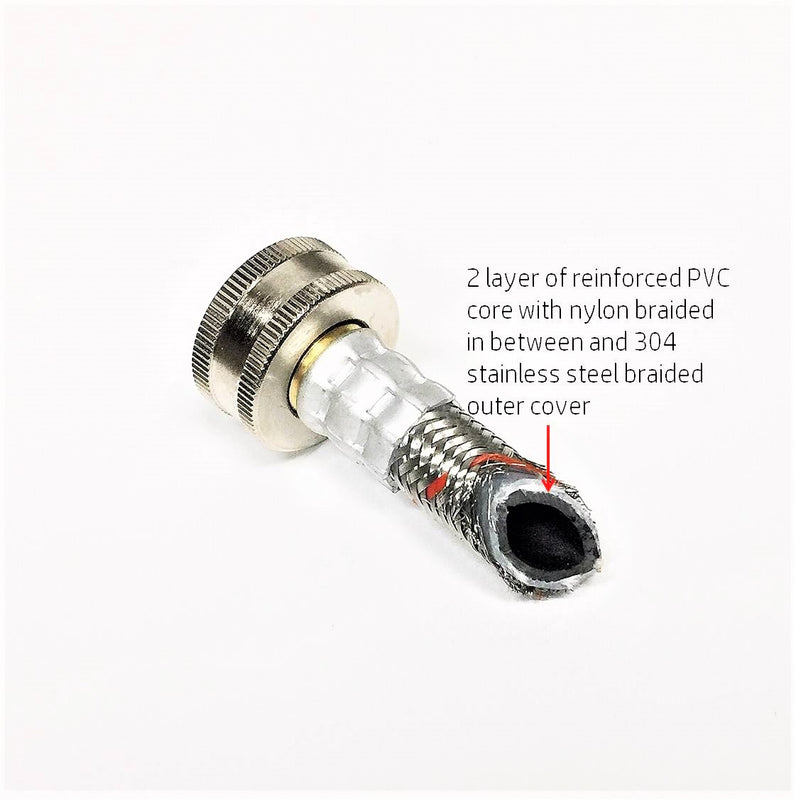 2-Pack Premium Stainless Steel Washing Machine Hoses - 4 FT No-Lead Burst Proof Red and Blue Lined Water Inlet Supply Lines - 90 Degree Elbow Connection - 10 Year Warranty