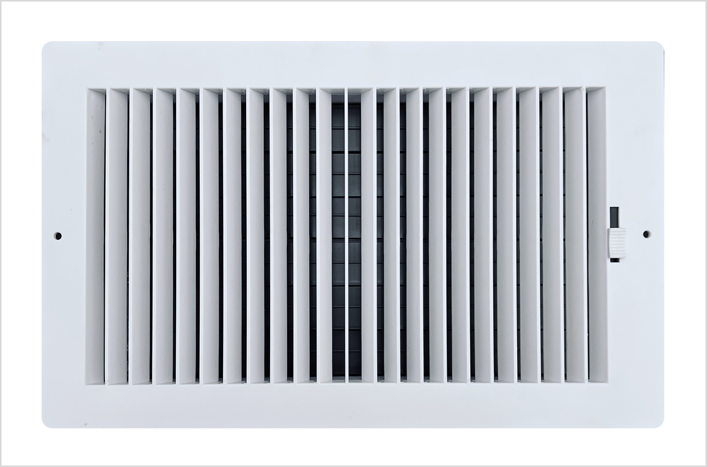 Two-Way Plastic Side Wall/Ceiling Register in White 14" w X 8" h for Duct Opening (Outside Dimension is 16" w X 10" h)