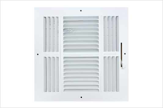 10"x 10" (Duct Opening Size) 3-Way Stamped Face Steel Ceiling/sidewall Air Supply Register - Vent Cover - Actual Outside Dimension 11.75" X 11.75"