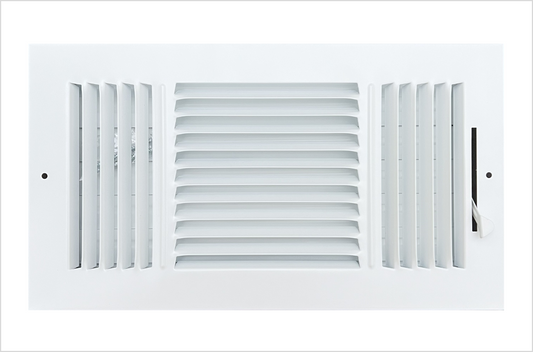 12"x 6" (Duct Opening Size) 3-Way Stamped Face Steel Ceiling/sidewall Air Supply Register - Vent Cover - Actual Outside Dimension 13.75" X 7.75"