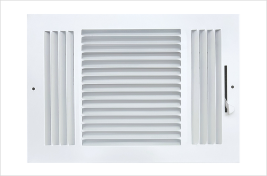 12"x 8" (Duct Opening Size) 3-Way Stamped Face Steel Ceiling/sidewall Air Supply Register - Vent Cover - Actual Outside Dimension 13.75" X 9.75"