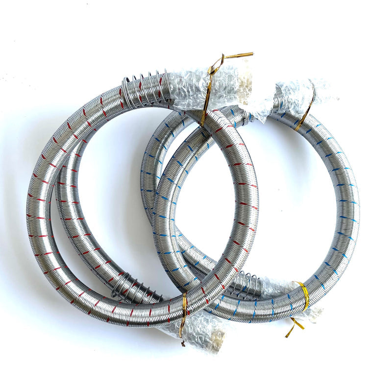 2-Pack Industrial Grade Premium Washer Hoses 1/2" fitting ID - No-Lead Burst Proof Red and Blue Lined Water Inlet Supply Lines - Universal Connection - 10 Year Warranty