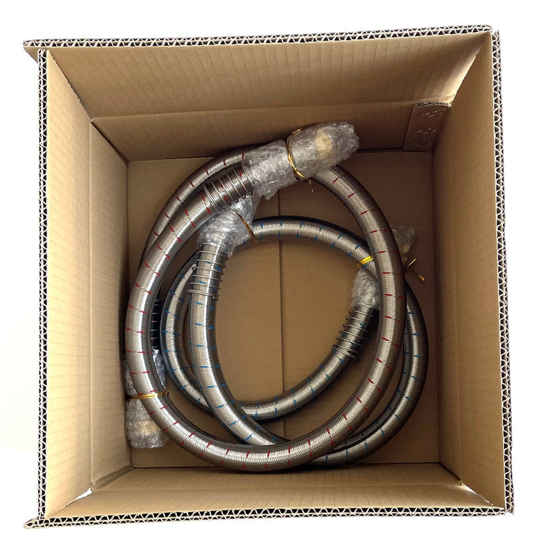 2-Pack Industrial Grade Premium Washer Hoses 1/2" fitting ID - No-Lead Burst Proof Red and Blue Lined Water Inlet Supply Lines - Universal Connection - 10 Year Warranty