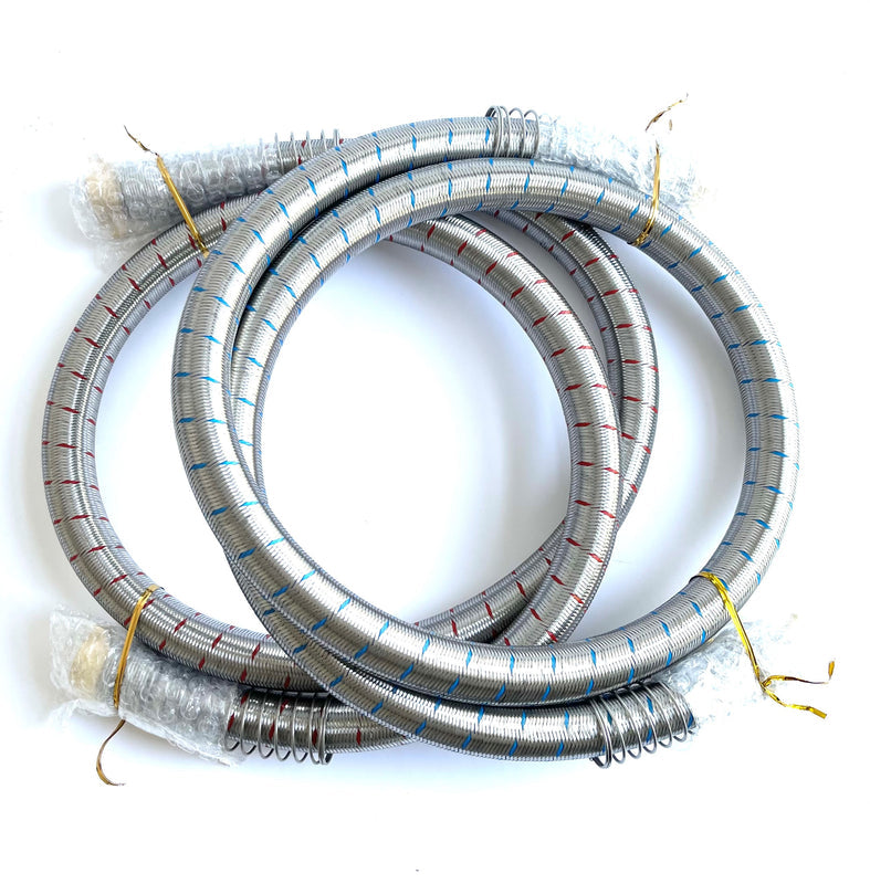 2-Pack Industrial Grade Premium Washer Hoses 1/2" fitting ID - No-Lead Burst Proof Red and Blue Lined Water Inlet Supply Lines - Universal Connection - 10 Year Warranty