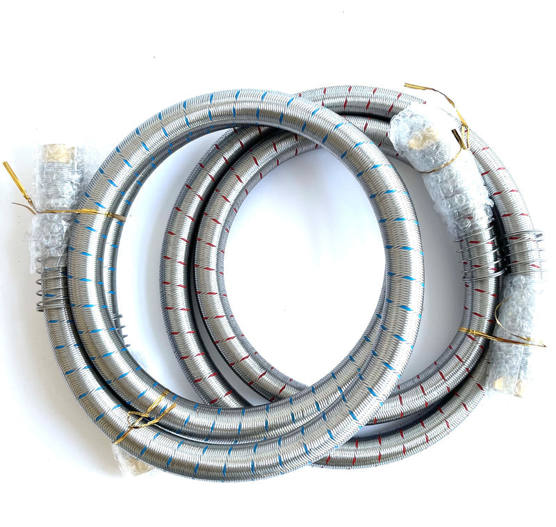 2-Pack Industrial Grade Premium Washer Hoses 1/2" fitting ID - No-Lead Burst Proof Red and Blue Lined Water Inlet Supply Lines - Universal Connection - 10 Year Warranty