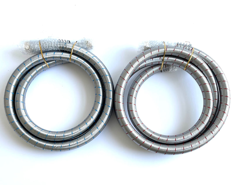 2-Pack Industrial Grade Premium Washer Hoses 1/2" fitting ID - No-Lead Burst Proof Red and Blue Lined Water Inlet Supply Lines - Universal Connection - 10 Year Warranty