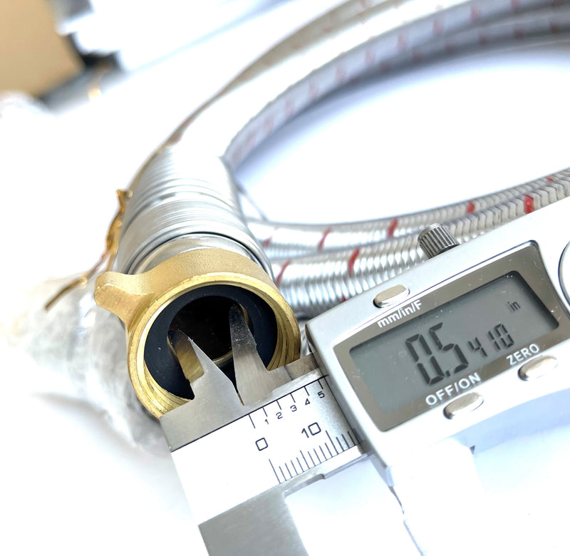 2-Pack Industrial Grade Premium Washer Hoses 1/2" fitting ID - No-Lead Burst Proof Red and Blue Lined Water Inlet Supply Lines - Universal Connection - 10 Year Warranty