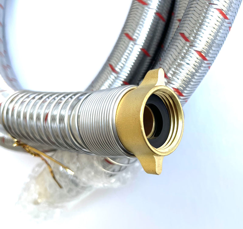 2-Pack Industrial Grade Premium Washer Hoses 1/2" fitting ID - No-Lead Burst Proof Red and Blue Lined Water Inlet Supply Lines - Universal Connection - 10 Year Warranty