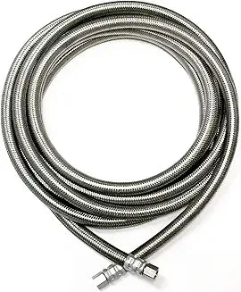 15FT (180 inch) Stainless Steel Braided Ice Maker Hose with 1/4" Compression by