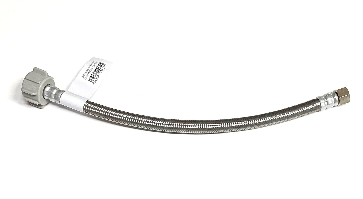 12 Inch Toilet Water Supply Connector Line Braided Stainless Steel, Toilet Supply Line - 3/8 Female Compression Thread x 7/8 Female Ballcock Thread