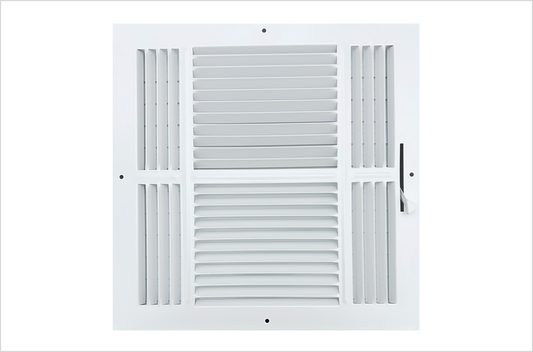 12"x 12" (Duct Opening Size) 4-Way Stamped Face Steel Ceiling/sidewall Air Supply Register - Vent Cover - Actual Outside Dimension 13.75" X 13.75"