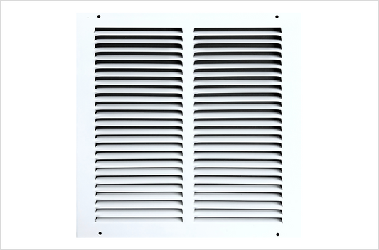 Fits 12x12 Duct Opening Stamped Steel Return Air Grille Vent Cover Grille for Sidewall and Ceiling in White Surface Dimensions: 13.75"W X 13.75"H (12" W x 12" H Duct Opening)