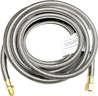 18FT Stainless Steel Braided Propane Hose Extension Assembly with 3/8" Female