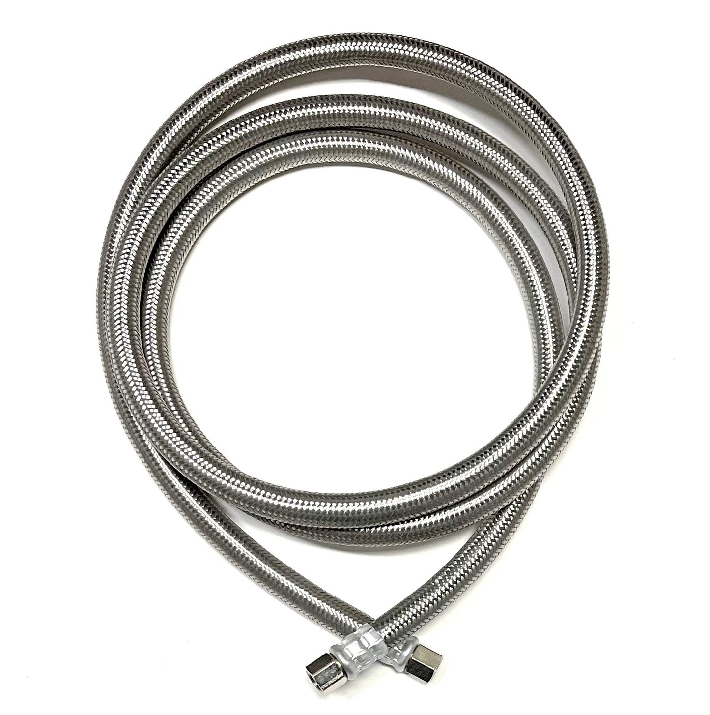 6 FT Stainless Steel Braided Ice Maker Hose with 1/4" Comp by 1/4" Comp Connection