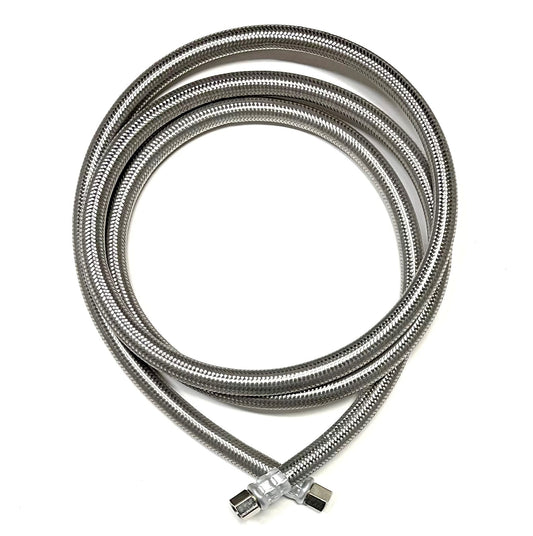 6 FT Stainless Steel Braided Ice Maker Hose with 1/4" Comp by 1/4" Comp Connection