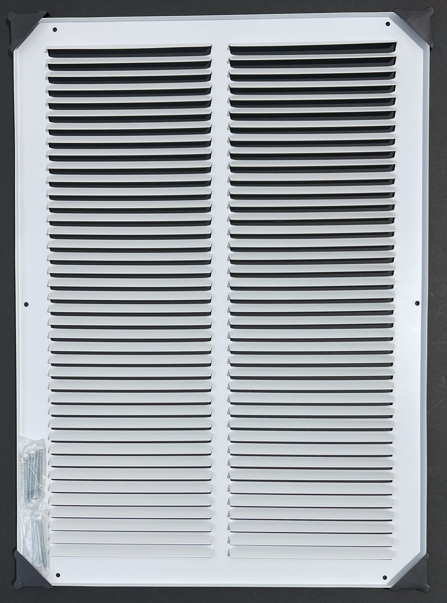 Fits 14x20 Duct Opening Stamped Steel Return Air Grille Vent Cover Grille for Sidewall and Ceiling in White Surface Dimensions: 15.75"W X 21.75"H (14" W x 20" H Duct Opening)