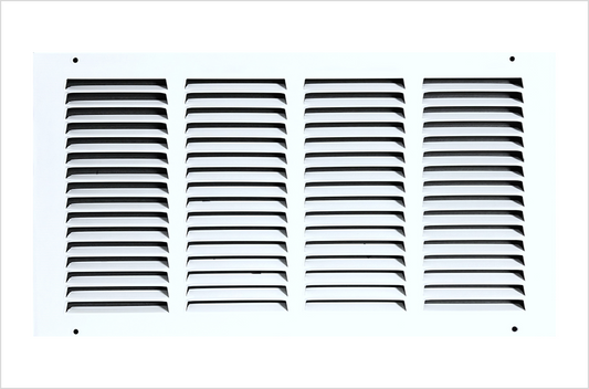 Fits 16x8 Duct Opening Stamped Steel Return Air Grille Vent Cover Grille for Sidewall and Ceiling in White Surface Dimensions: 17.75"W X 9.75"H (16" W x 8" H Duct Opening)