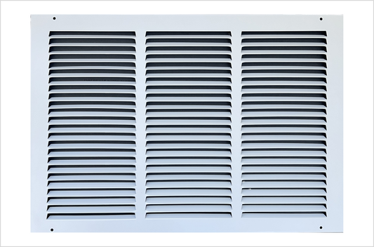 Fits 18x12 Duct Opening Stamped Steel Return Air Grille Vent Cover Grille for Sidewall and Ceiling in White Surface Dimensions: 19.75"W X 13.75"H (18" W x 12" H Duct Opening)