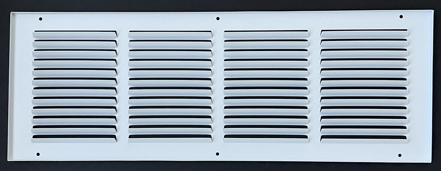 Fits 20x6 Duct Opening Stamped Steel Return Air Grille Vent Cover Grille for Sidewall and Ceiling in White Surface Dimensions: 21.75"W X 7.75"H (20" W x 6" H Duct Opening)