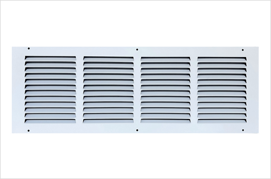 Fits 20x6 Duct Opening Stamped Steel Return Air Grille Vent Cover Grille for Sidewall and Ceiling in White Surface Dimensions: 21.75"W X 7.75"H (20" W x 6" H Duct Opening)