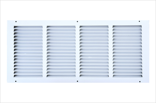 Fits 20x8 Duct Opening Stamped Steel Return Air Grille Vent Cover Grille for Sidewall and Ceiling in White Surface Dimensions: 21.75"W X 9.75"H (20" W x 8" H Duct Opening)