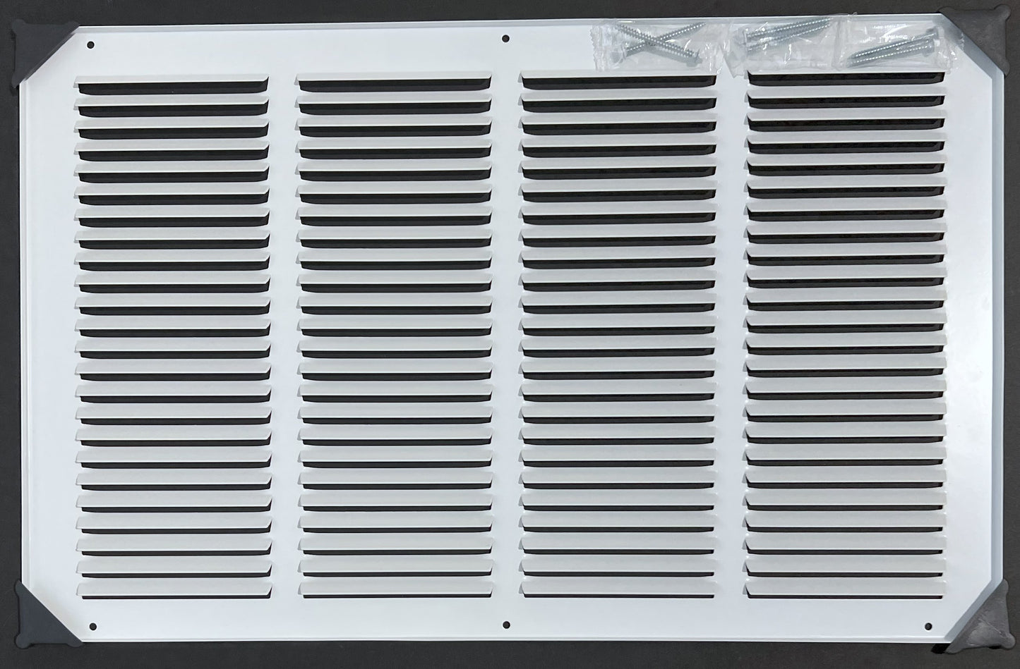Fits 20x12 Duct Opening Stamped Steel Return Air Grille Vent Cover Grille for Sidewall and Ceiling in White Surface Dimensions: 21.75"W X 13.75"H (20" W x 12" H Duct Opening)