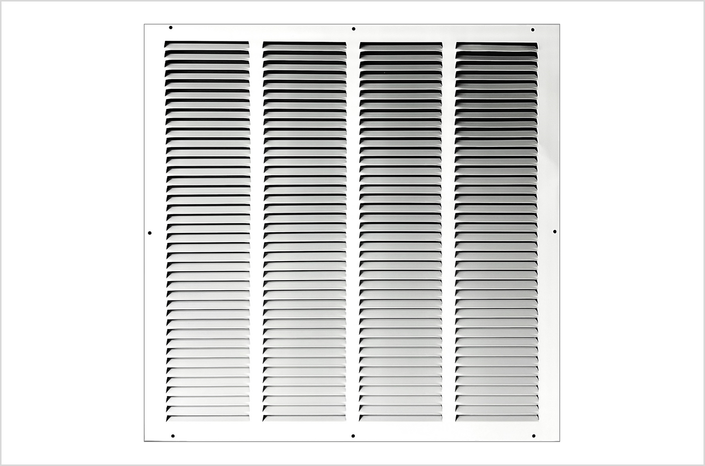 Fits 20x20 Duct Opening Stamped Steel Return Air Grille Vent Cover Grille for Sidewall and Ceiling in White Surface Dimensions: 21.75"W X 21.75"H (20" W x 20" H Duct Opening)