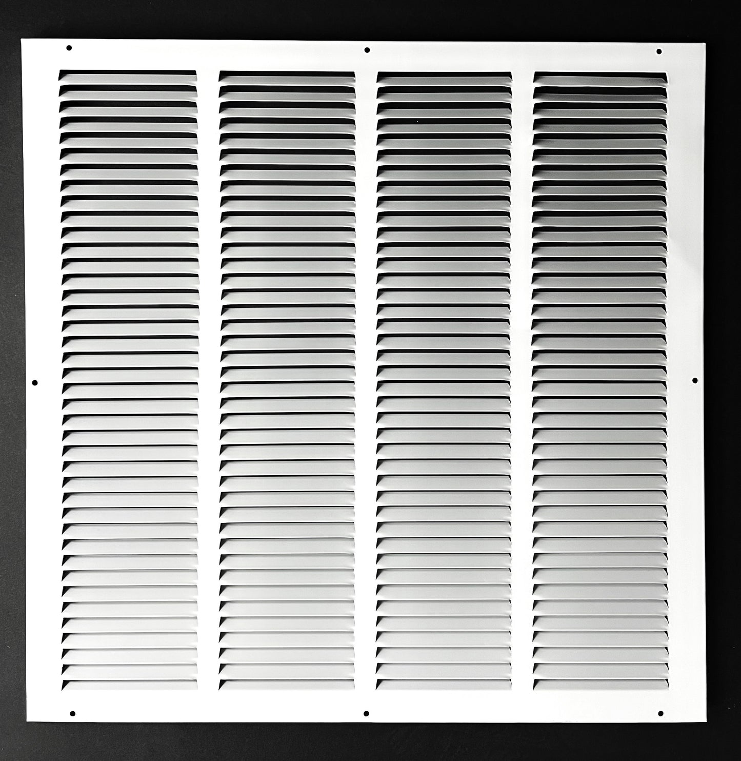 Fits 20x20 Duct Opening Stamped Steel Return Air Grille Vent Cover Grille for Sidewall and Ceiling in White Surface Dimensions: 21.75"W X 21.75"H (20" W x 20" H Duct Opening)
