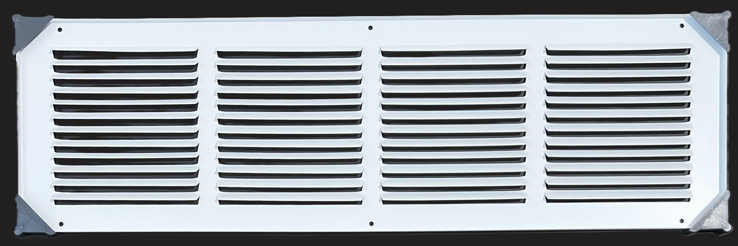 Fits 24x6 Duct Opening Stamped Steel Return Air Grille Vent Cover Grille for Sidewall and Ceiling in White Surface Dimensions: 25.75"W X 7.75"H (24" W x 6" H Duct Opening)
