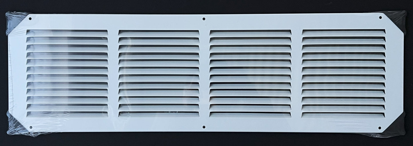 Fits 24x6 Duct Opening Stamped Steel Return Air Grille Vent Cover Grille for Sidewall and Ceiling in White Surface Dimensions: 25.75"W X 7.75"H (24" W x 6" H Duct Opening)