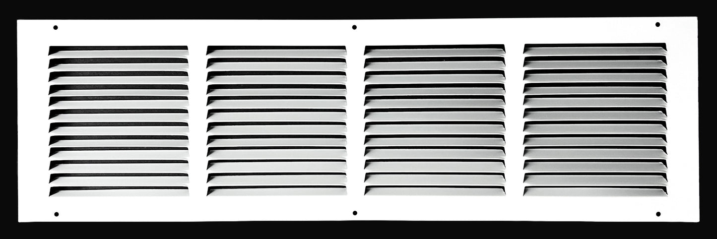 Fits 24x6 Duct Opening Stamped Steel Return Air Grille Vent Cover Grille for Sidewall and Ceiling in White Surface Dimensions: 25.75"W X 7.75"H (24" W x 6" H Duct Opening)