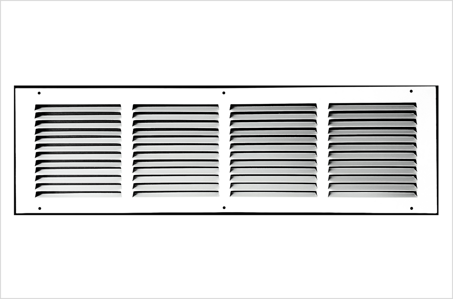 Fits 24x6 Duct Opening Stamped Steel Return Air Grille Vent Cover Grille for Sidewall and Ceiling in White Surface Dimensions: 25.75"W X 7.75"H (24" W x 6" H Duct Opening)
