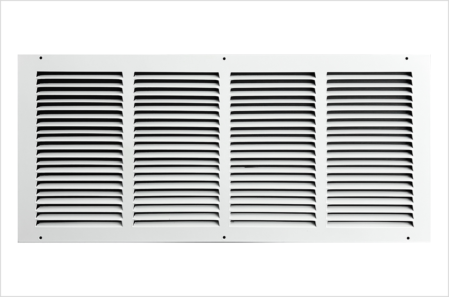 Fits 24x10 Duct Opening Stamped Steel Return Air Grille Vent Cover Grille for Sidewall and Ceiling in White Surface Dimensions: 25.75"W X 11.75"H (24" W x 10" H Duct Opening)