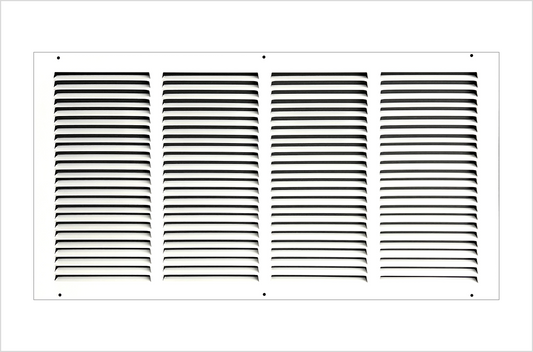 24"x12" Stamped Face Steel Return Grille Vent Cover White Powder Coating Without Frame Outside Dimension 25.75"x13.75"