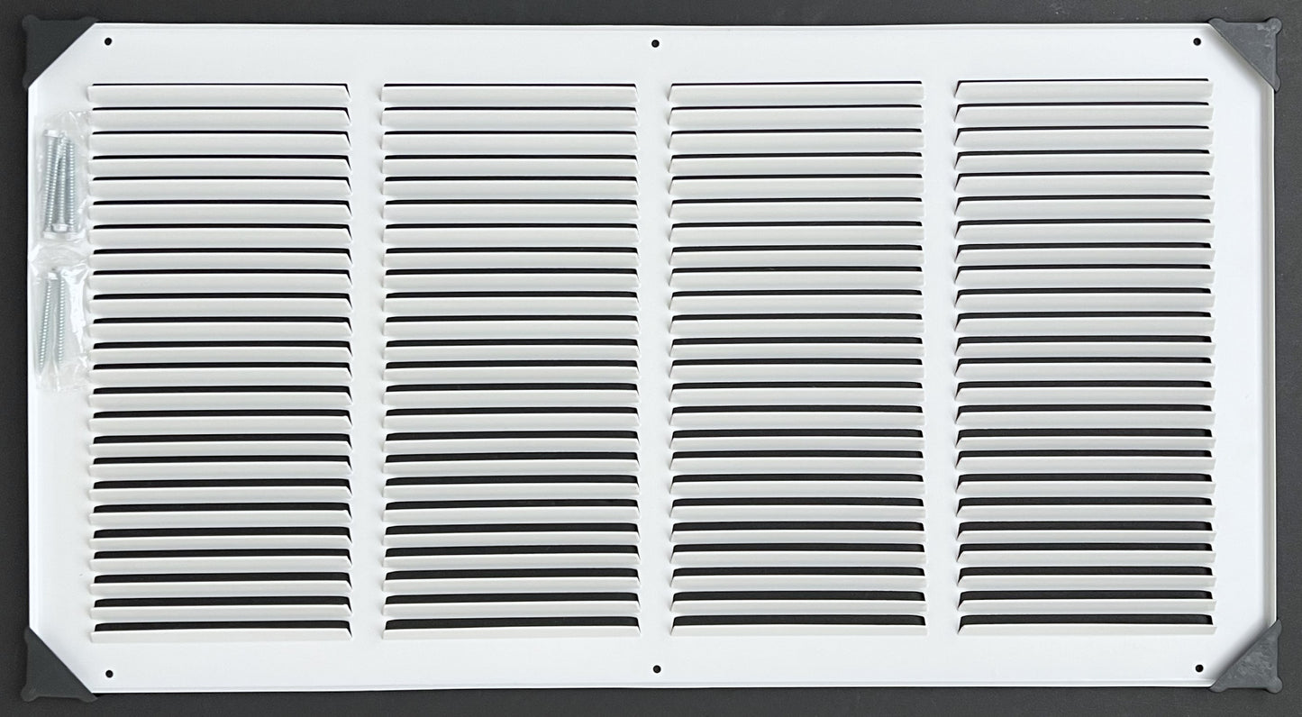 24"x12" Stamped Face Steel Return Grille Vent Cover White Powder Coating Without Frame Outside Dimension 25.75"x13.75"
